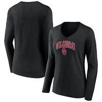 Women's Fanatics Oklahoma Sooners Campus Long Sleeve V-Neck T-Shirt