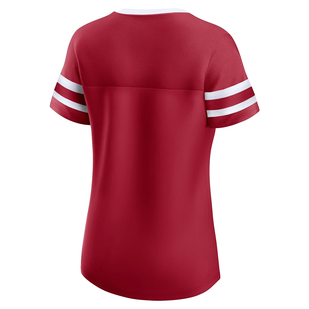 Women's Fanatics  Crimson Oklahoma Sooners Iconic Athena Lace-Up T-Shirt