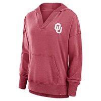 Women's Fanatics  Crimson Oklahoma Sooners Initiative Snow Wash French Terry V-Neck Pullover Hoodie