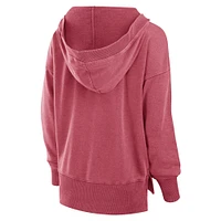 Women's Fanatics  Crimson Oklahoma Sooners Initiative Snow Wash French Terry V-Neck Pullover Hoodie