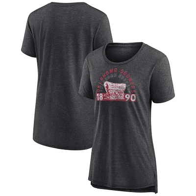Women's Fanatics Heather Charcoal Oklahoma Sooners Badge Fade Tri-Blend T-Shirt