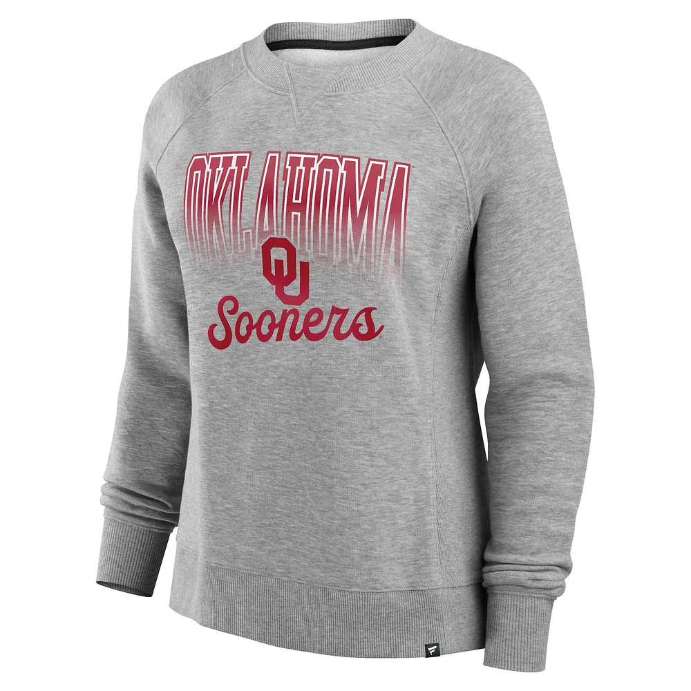 Women's Fanatics Heather Gray Oklahoma Sooners Training Camp Hit Hard Fleece Pullover Sweatshirt