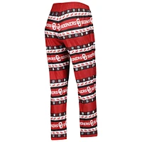 Women's FOCO Crimson Oklahoma Sooners Ugly Long Sleeve T-Shirt & Pajama Pants Sleep Set