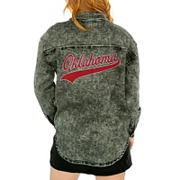 Women's Gameday Couture Charcoal Oklahoma Sooners Multi-Hit Tri-Blend Oversized Button-Up Denim Jacket