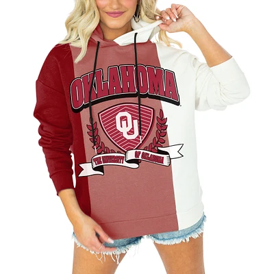 Sweat à capuche colorblock Gameday Couture Crimson Oklahoma Sooners Hall of Fame pour femme