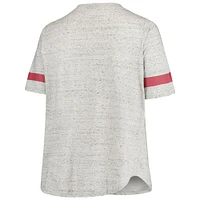 Women's Heathered Gray Oklahoma Sooners Plus Lace-Up V-Neck T-Shirt