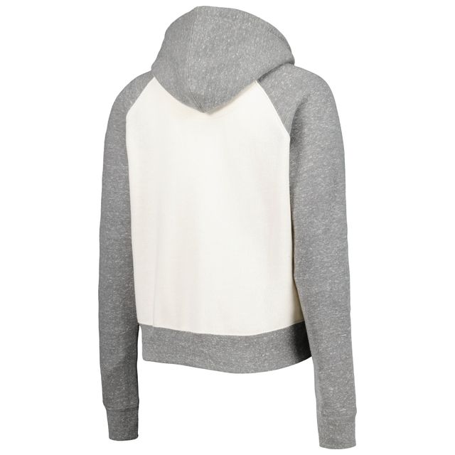 Sweat à capuche raglan Pressbox crème/gris chiné Oklahoma Sooners Cody Tri-Bend pour femme