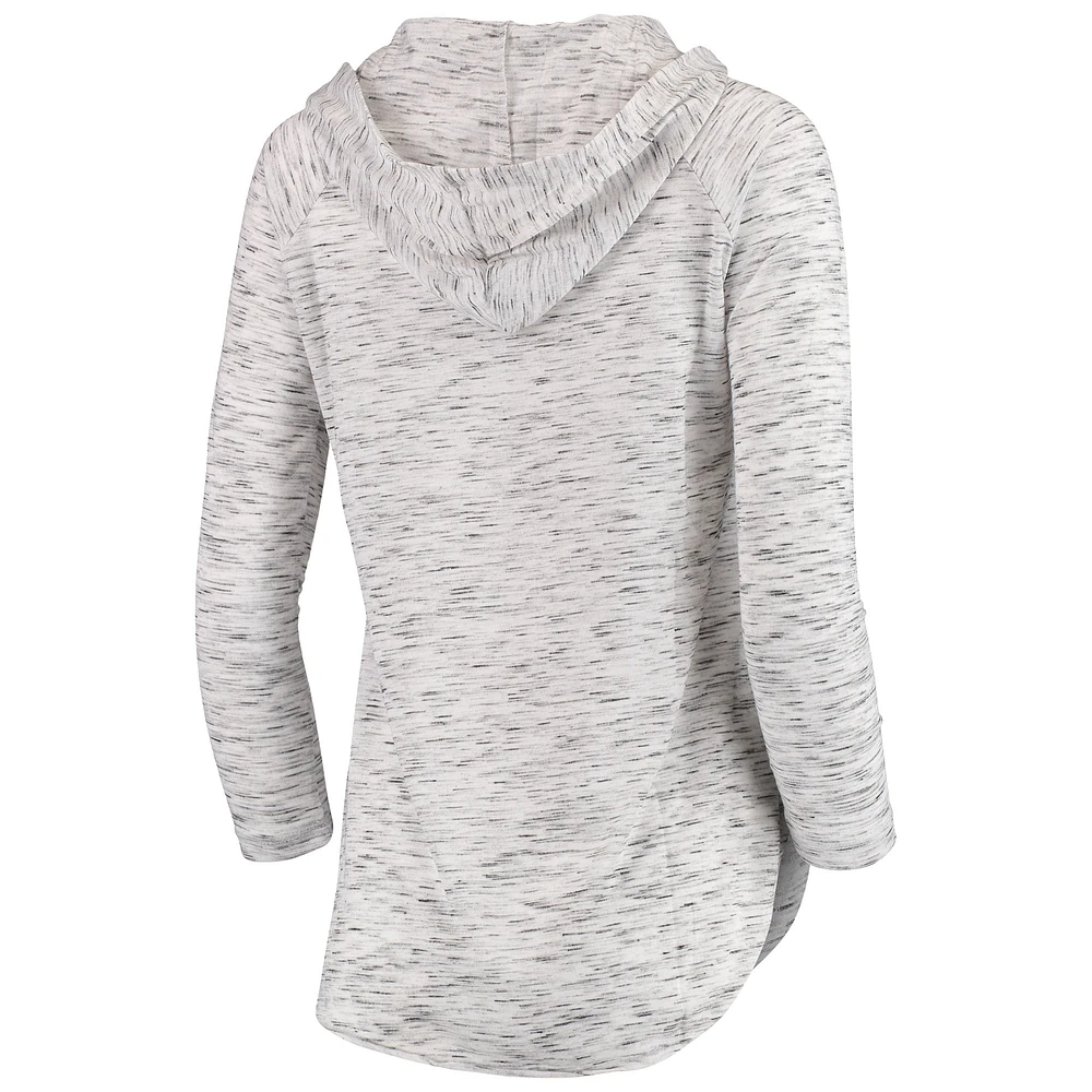 Women's Pressbox Gray Oklahoma Sooners Space Dye Lace-Up V-Neck Long Sleeve T-Shirt
