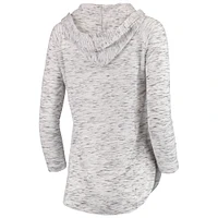 Women's Pressbox Gray Oklahoma Sooners Space Dye Lace-Up V-Neck Long Sleeve T-Shirt