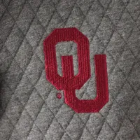 Women's Pressbox Heathered Gray/Crimson Oklahoma Sooners Magnum Quilted Quarter-Snap Pullover Jacket