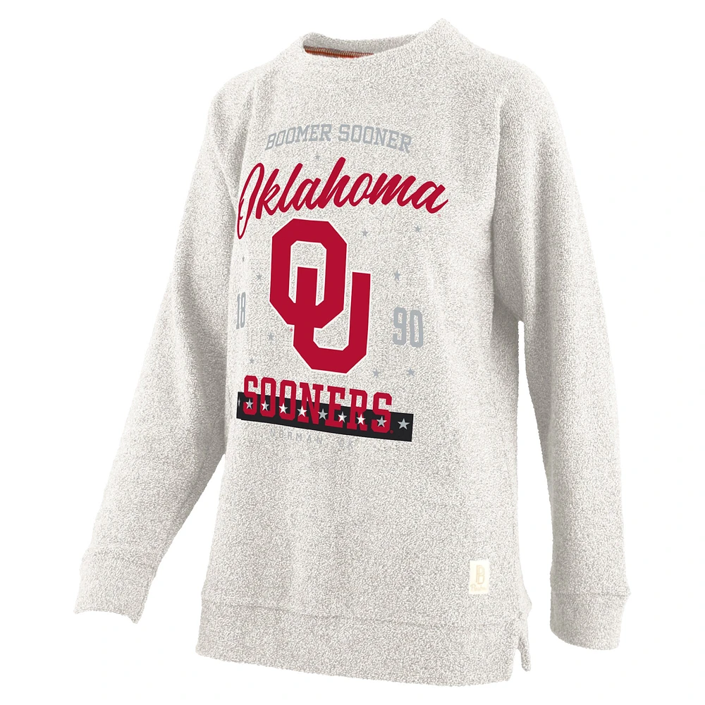 Sweat-shirt confortable en tissu éponge Cairo pour femme, grande taille, avec logo Pressbox Oatmeal des Oklahoma Sooners