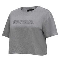 Women's Pro Standard Heather Charcoal Oklahoma Sooners Tonal Neutral Boxy Cropped T-Shirt