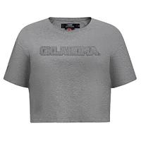 Women's Pro Standard Heather Charcoal Oklahoma Sooners Tonal Neutral Boxy Cropped T-Shirt