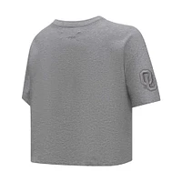 Women's Pro Standard Heather Charcoal Oklahoma Sooners Tonal Neutral Boxy Cropped T-Shirt