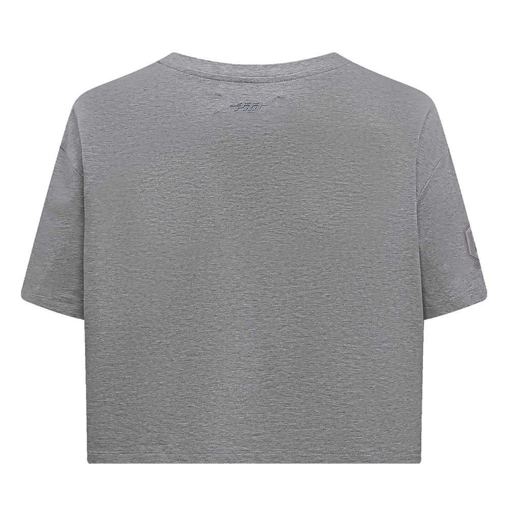 Women's Pro Standard Heather Charcoal Oklahoma Sooners Tonal Neutral Boxy Cropped T-Shirt
