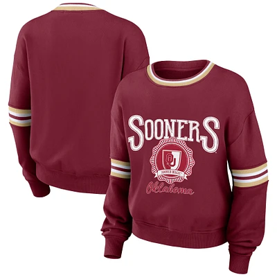 Vêtements pour femmes par Erin Andrews Crimson Oklahoma Sooners Vintage Pullover Sweatshirt
