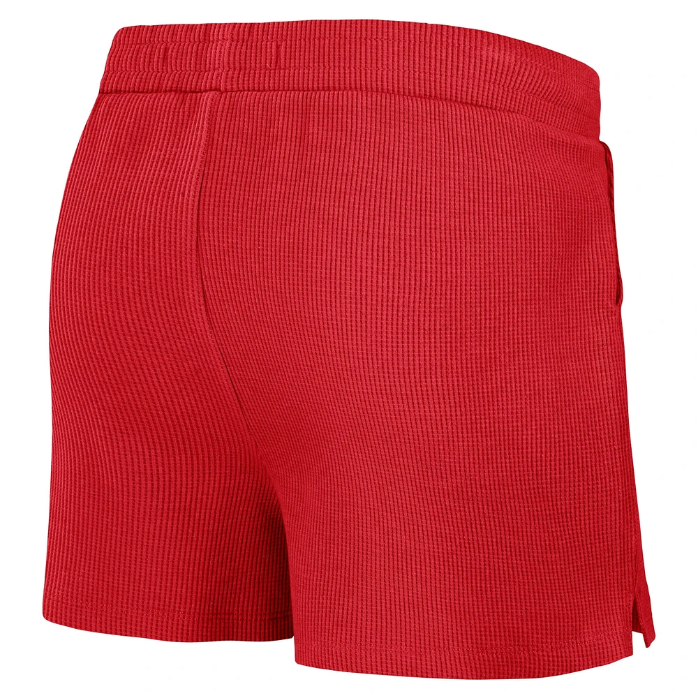 Women's WEAR by Erin Andrews Crimson Oklahoma Sooners Waffle Knit Long Sleeve T-Shirt & Shorts Lounge Set