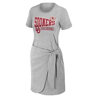Women's WEAR by Erin Andrews Heather Gray Oklahoma Sooners Knotted T-Shirt Dress