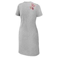 Women's WEAR by Erin Andrews Heather Gray Oklahoma Sooners Knotted T-Shirt Dress