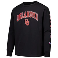 T-shirt à manches longues avec logo vieilli Oklahoma Sooners, champion des jeunes, noir