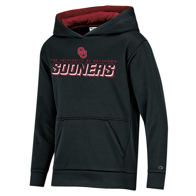 Champion de la jeunesse noir Oklahoma Sooners Field Day Fast Logo Sweat à capuche épais