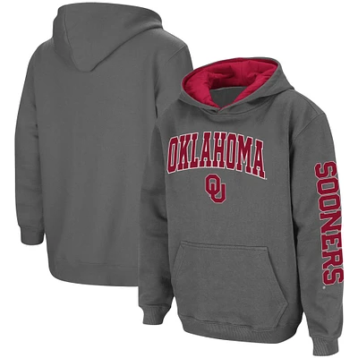 Sweat à capuche pour jeune Colosseum Charcoal Oklahoma Sooners 2-Hit Team