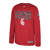 T-shirt à manches longues Oorah de reconnaissance militaire l'Oklahoma Sooners Heather Crimson Youth Colosseum