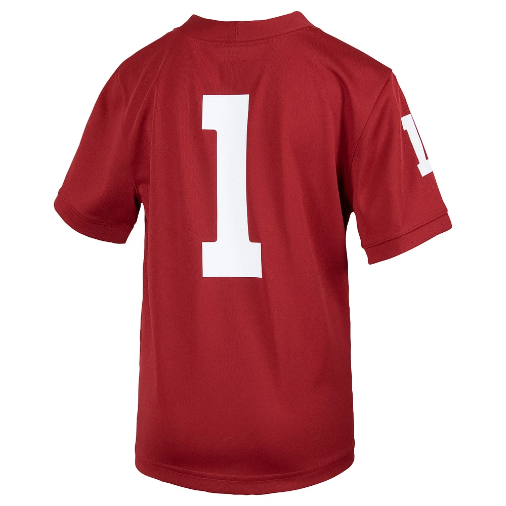 Jordan Brand #1 Crimson Oklahoma Sooners 1ère Division Blindée Old Ironsides Maillot de Football Intouchable pour Jeunes