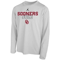 Youth Jordan Brand  White Oklahoma Sooners 2023 On Court Sole Bench T-Shirt