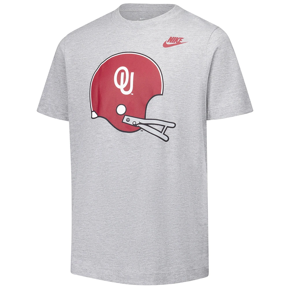 Youth Nike Heather Gray Oklahoma Sooners Helmet T-Shirt