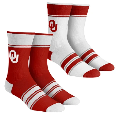 Ensemble de 2 paires de chaussettes à rayures multiples Oklahoma Sooners Rock Em pour jeune
