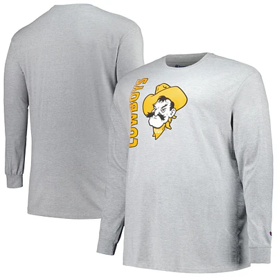 Champion Heather Grey Oklahoma State Cowboys Big & Tall Mascot T-shirt à manches longues