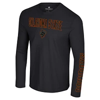 Men's Colosseum Black Oklahoma State Cowboys Color Pop Active Blend 2-Hit Long Sleeve T-Shirt