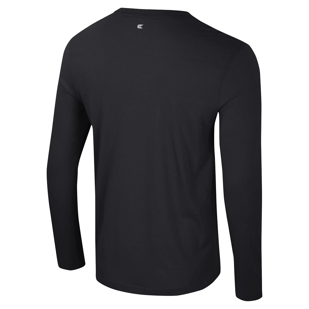 Men's Colosseum Black Oklahoma State Cowboys Color Pop Active Blend 2-Hit Long Sleeve T-Shirt