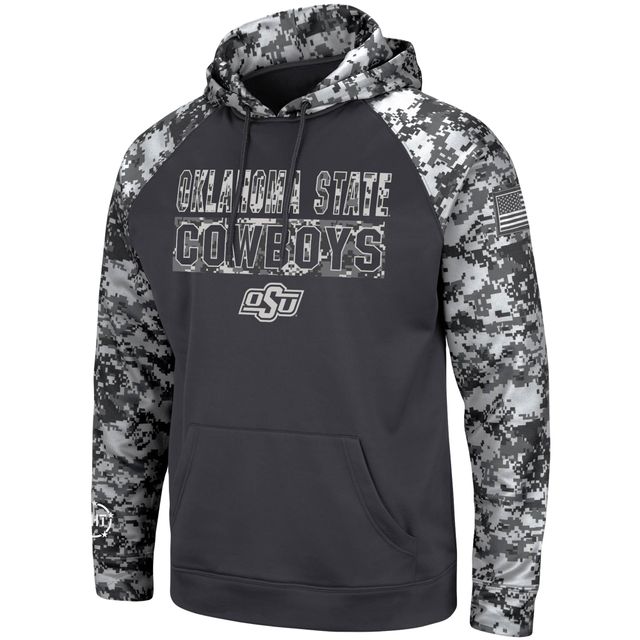 Colosseum Charcoal Oklahoma State Cowboys OHT Military Appreciation Digital Camo Sweat à capuche pour homme