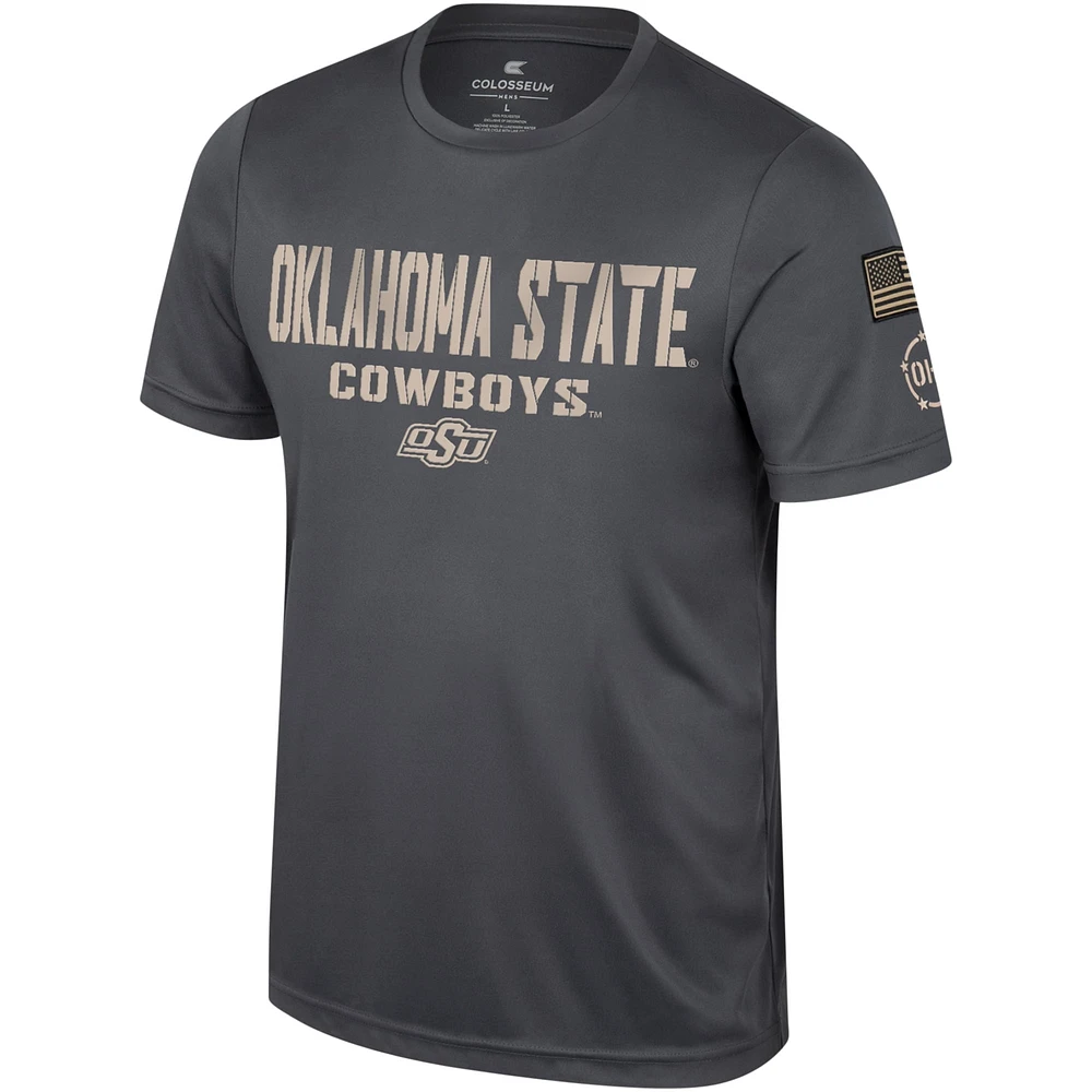 Men's Colosseum Charcoal Oklahoma State Cowboys OHT Military Appreciation  T-Shirt