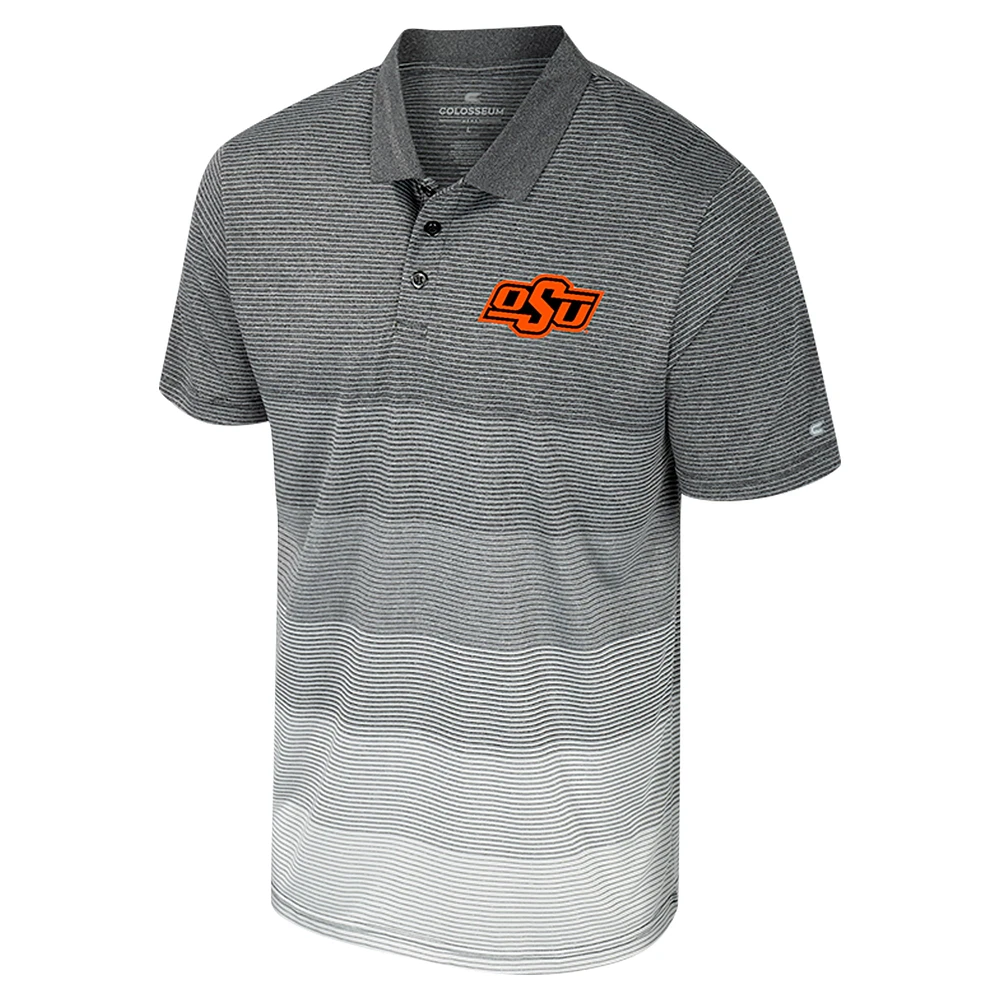 Men's Colosseum Gray Oklahoma State Cowboys Striped Mesh Polo