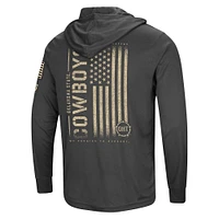 Men's Colosseum Heather Black Oklahoma State Cowboys Team OHT Military Appreciation Long Sleeve Hoodie T-Shirt