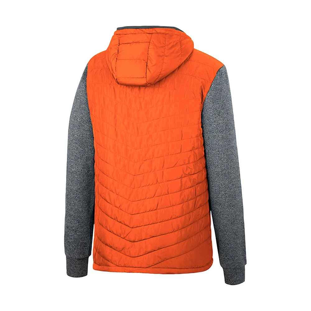 Men's Colosseum Orange/Charcoal Oklahoma State Cowboys Course Herringbone Full-Zip Hoodie