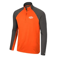 Men's Colosseum Orange/Charcoal Oklahoma State Cowboys Two Yutes Raglan Quarter-Zip Windshirt
