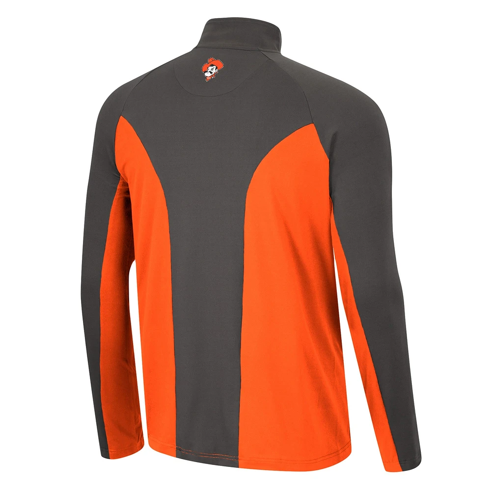 Men's Colosseum Orange/Charcoal Oklahoma State Cowboys Two Yutes Raglan Quarter-Zip Windshirt
