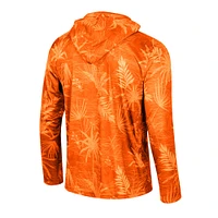 Men's Colosseum Orange Oklahoma State Cowboys Palms Printed Lightweight Quarter-Zip Hooded Top