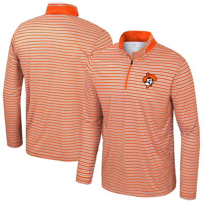 Men's Colosseum Orange Oklahoma State Cowboys Striped Quarter-Zip Top