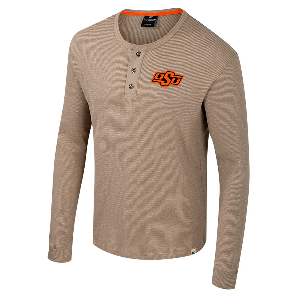 Men's Colosseum  Tan Oklahoma State Cowboys Great Outdoors Henley Long Sleeve Shirt