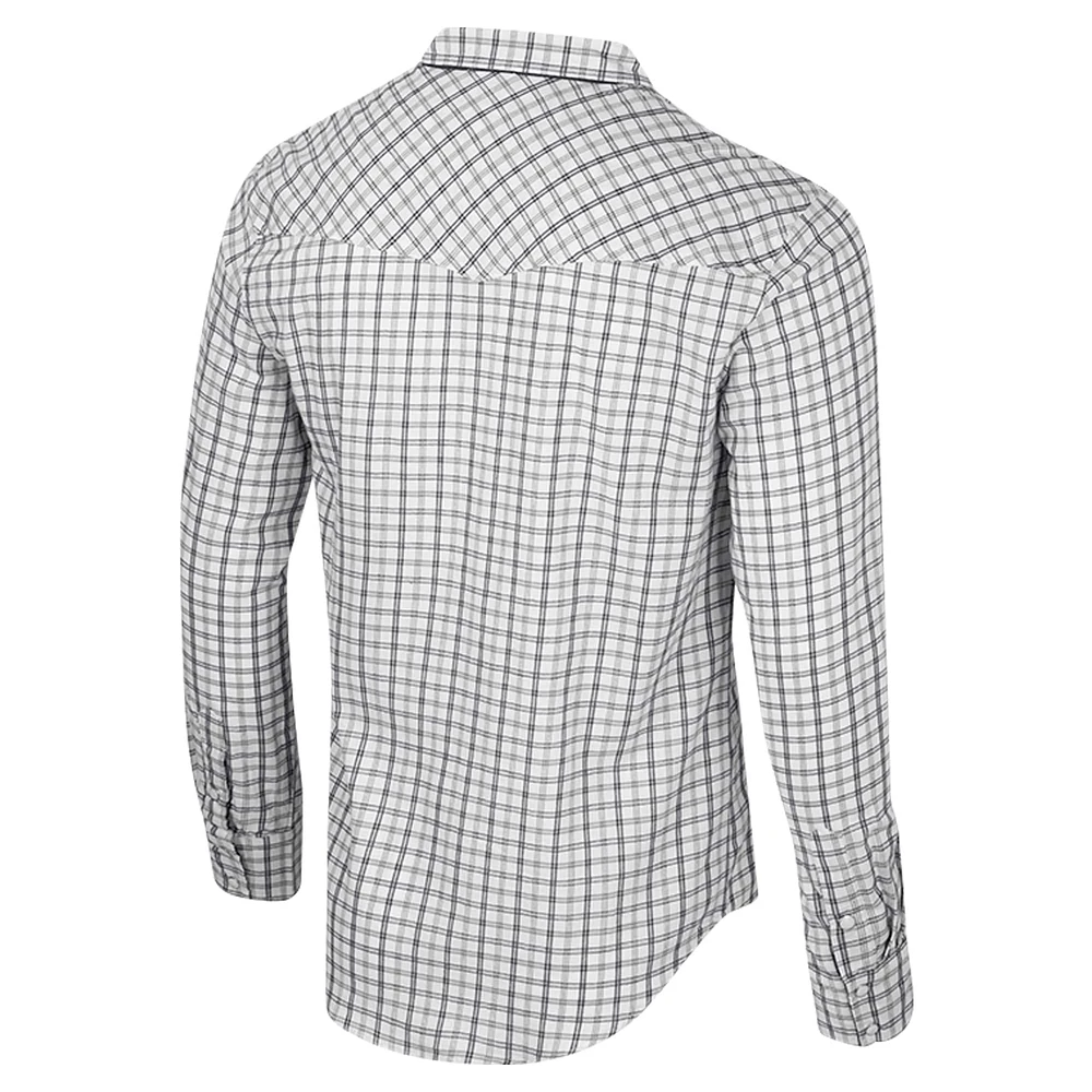 Men's Colosseum x Wrangler White Oklahoma State Cowboys Plaid Window Pane Long Sleeve Full-Snap Shirt