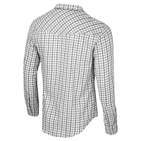 Men's Colosseum x Wrangler White Oklahoma State Cowboys Plaid Window Pane Long Sleeve Full-Snap Shirt