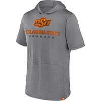 Men's Fanatics Heather Gray Oklahoma State Cowboys Modern Stack Hoodie T-Shirt