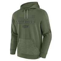Men's Fanatics Olive Oklahoma State Cowboys OHT Military Appreciation Stencil Pullover Hoodie