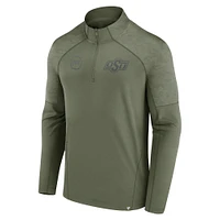 Men's Fanatics Olive Oklahoma State Cowboys OHT Military Appreciation Titan Raglan Quarter-Zip Jacket