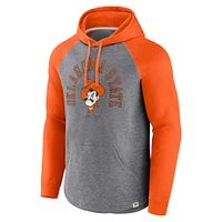 Men's Fanatics Orange/Heather Gray Oklahoma State Cowboys Wrap Up Raglan Pullover Hoodie